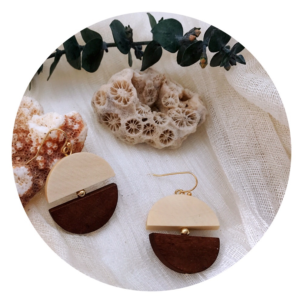 Earrings, handcrafted, natural, wood, accessories